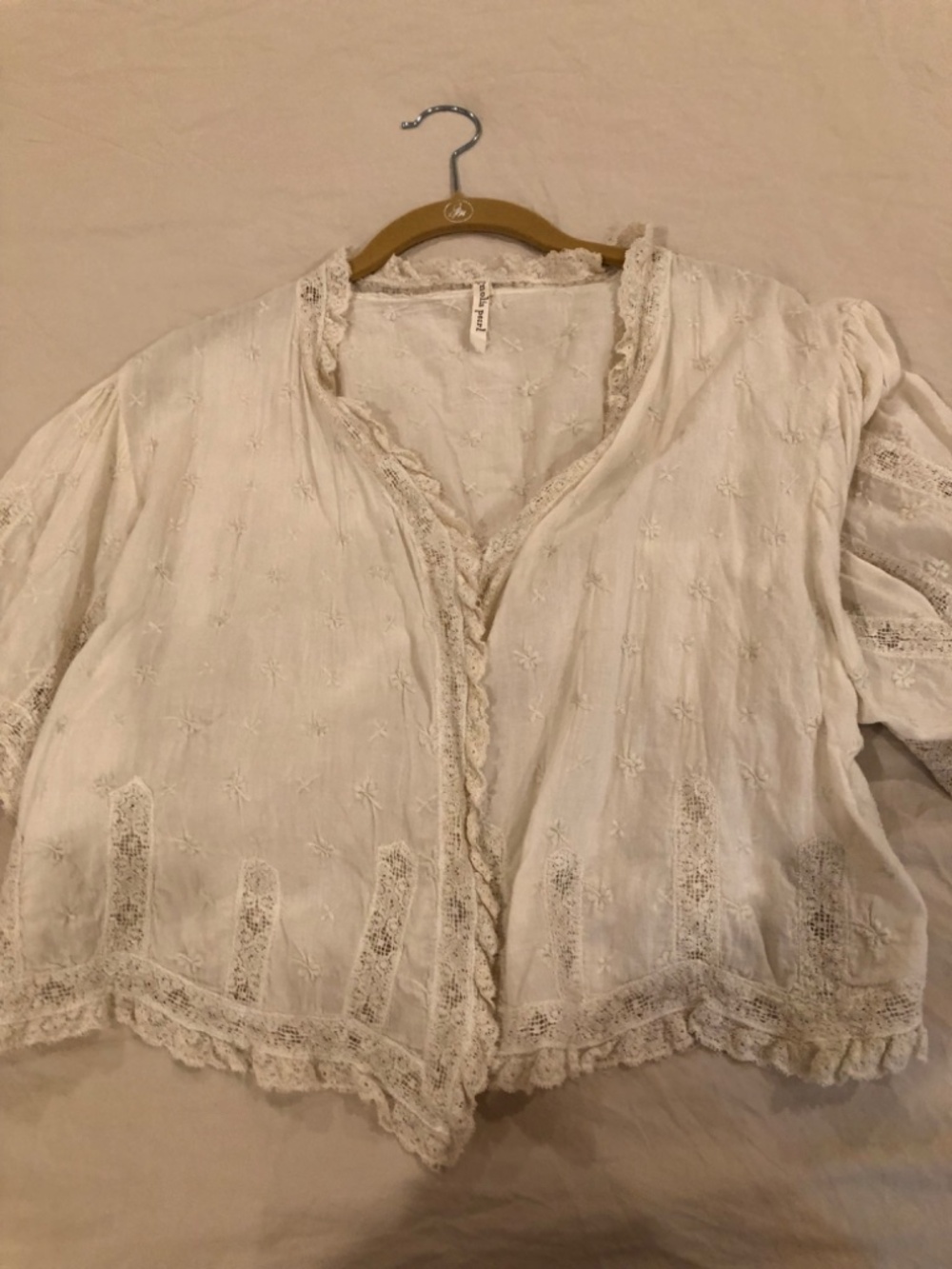 Magnolia Pearl Open Front Cropped Blouse - Cream NWOT - Picture 7 of 7